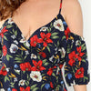 Cold Shoulder V-Neck Belted Floral Top