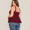 Burgundy V-Cut Peplum Top