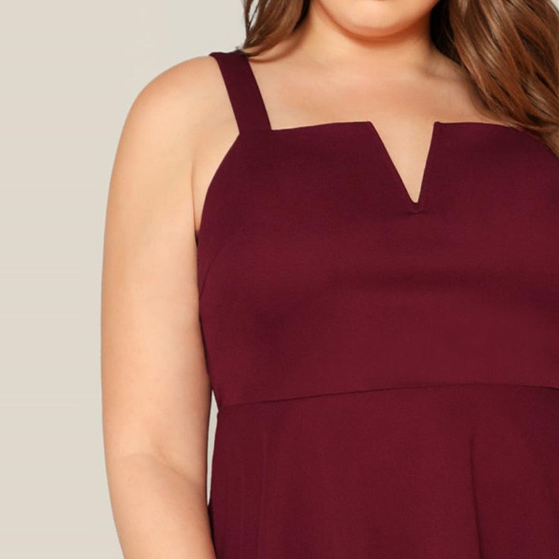 Burgundy V-Cut Peplum Top