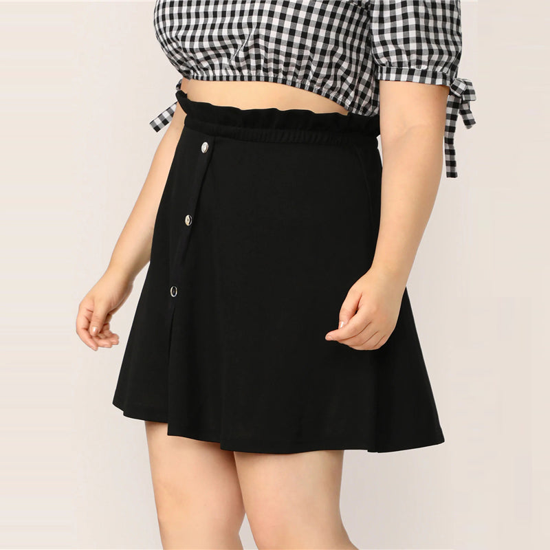 Buttoned Flare Skirt