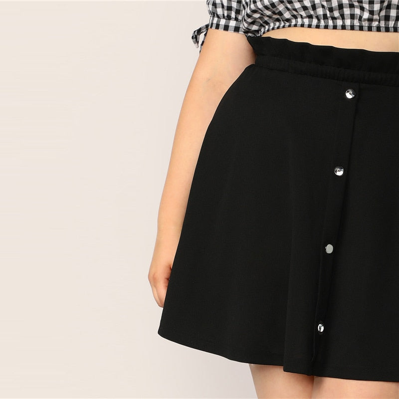 Buttoned Flare Skirt