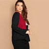 Color-block Buttoned Long Sleeve Top