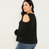 Sexy Cold Shoulder Lantern Sleeve Top