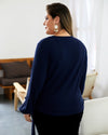 V-Neck Oblique Buttoned Sweater Top