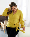 V-Neck Oblique Buttoned Sweater Top