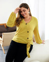 V-Neck Oblique Buttoned Sweater Top