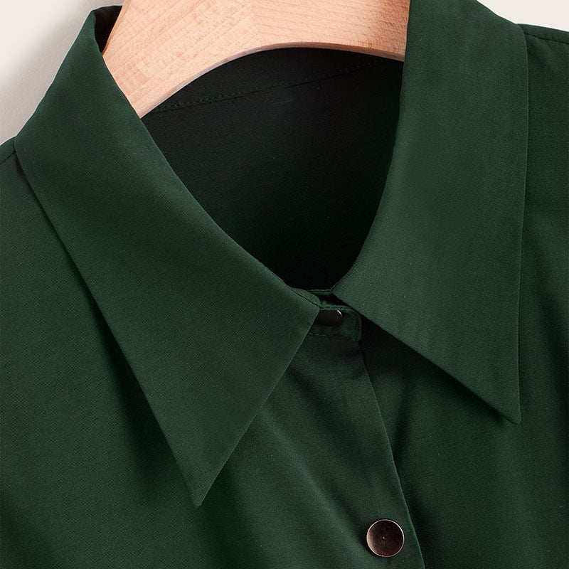 Abaya Green Buttoned Smock Peplum Top