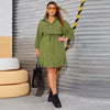 Army Green Drawstring Cargo Shirt Dress