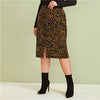 Leopard Print Split Front Pencil Skirt