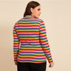 Multicolored Mock Neck Striped Top