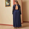 Navy Open-Back Lacey Bodice Dress