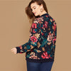 Floral Print Zipper Up Bomber Jacket