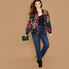 Floral Print Zipper Up Bomber Jacket