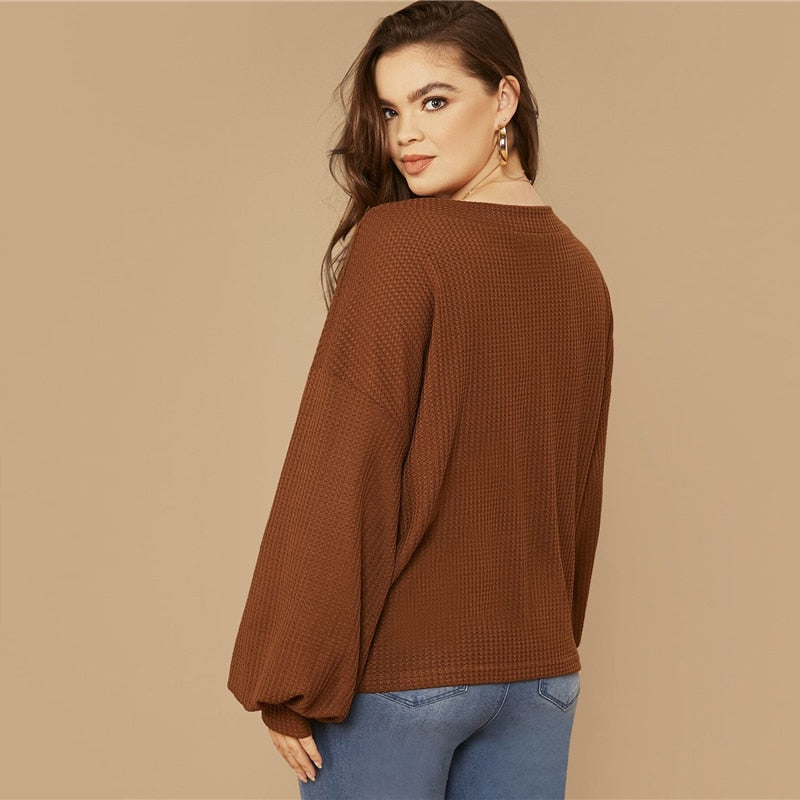 Drop Shoulder Lantern Sleeve Top