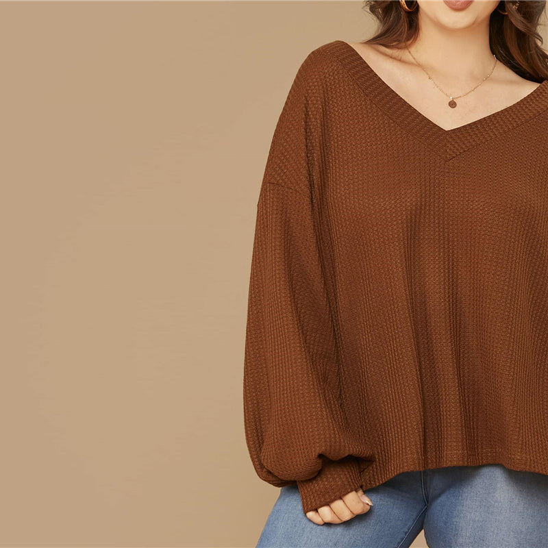 Drop Shoulder Lantern Sleeve Top