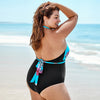 Floral Print Black Halter Backless Monokini