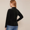 Lettuce Trim Rib-Knit Velvet Top