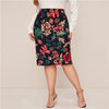 Multicolored Floral Print Pencil Skirt