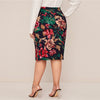 Multicolored Floral Print Pencil Skirt