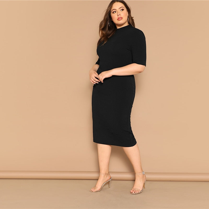 Classy Mock-Neck Pencil Dress