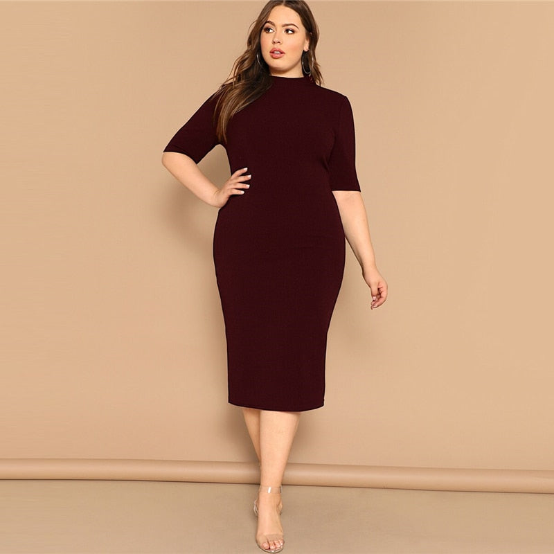 Classy Mock-Neck Pencil Dress