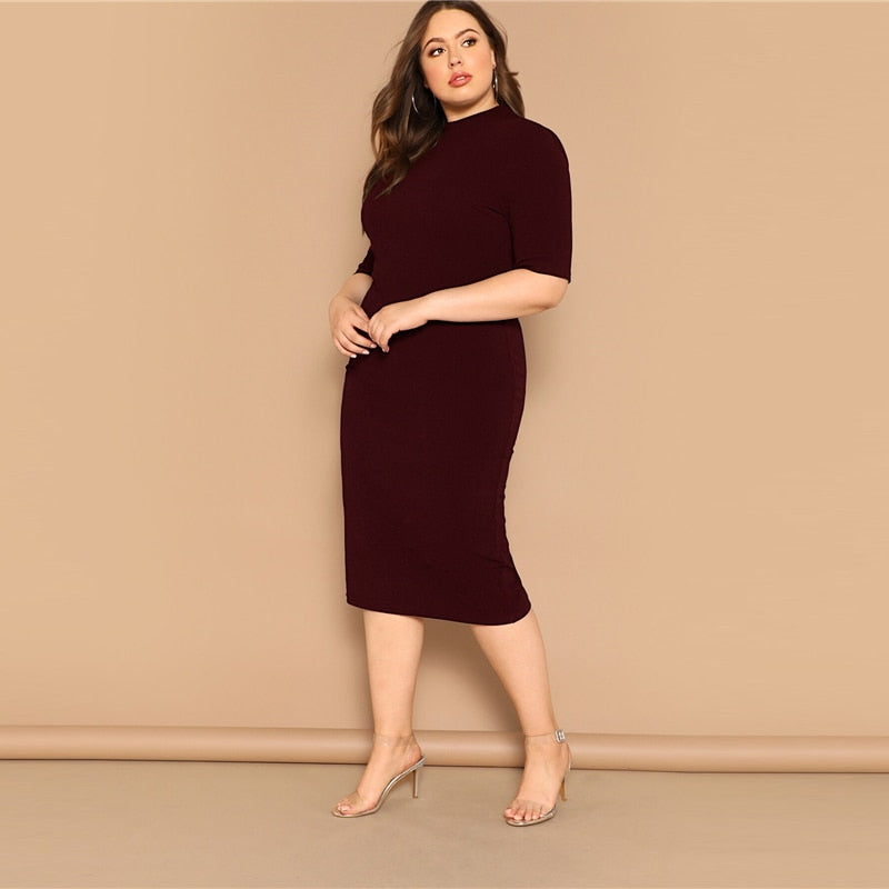 Classy Mock-Neck Pencil Dress