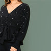 Surplice Neck Pearl Beaded Top