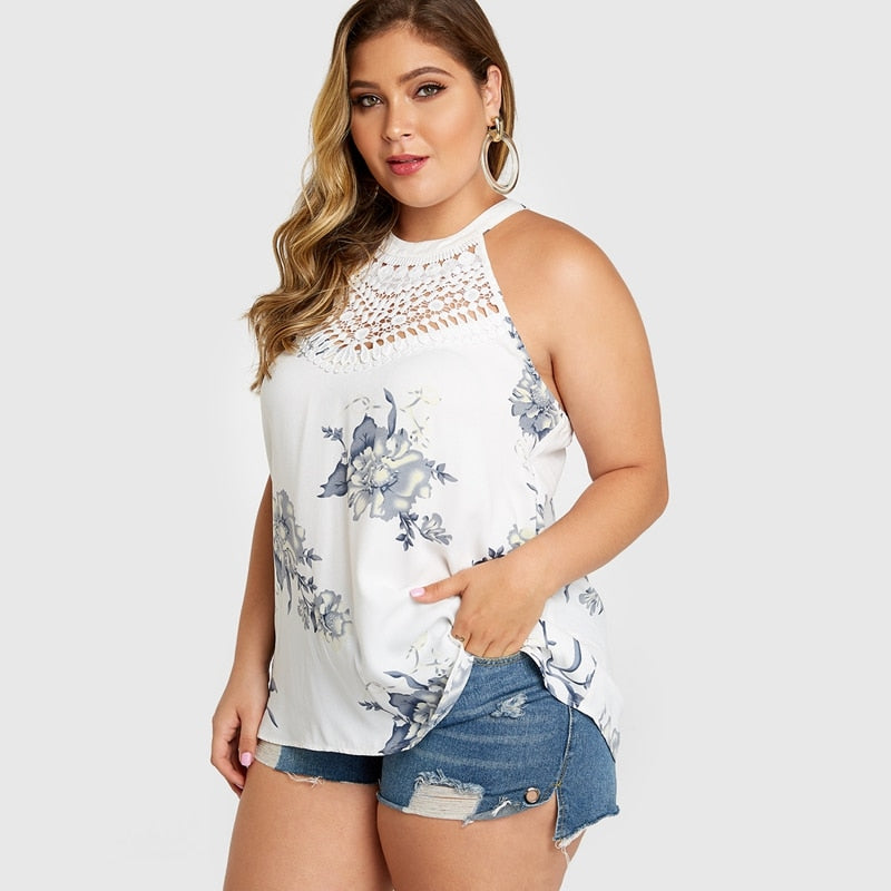 Backless Floral Print Tank Top