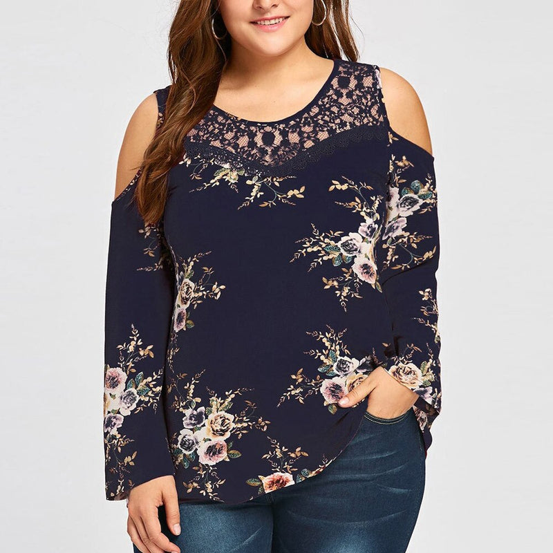 Cold Shoulder Floral Print Top