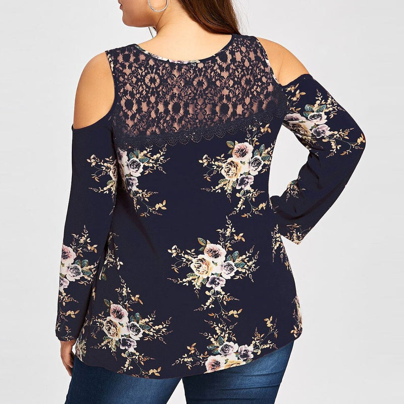 Cold Shoulder Floral Print Top