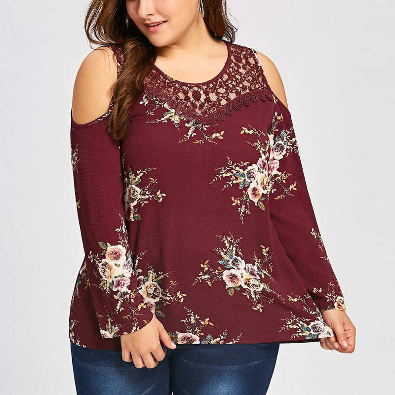 Cold Shoulder Floral Print Top