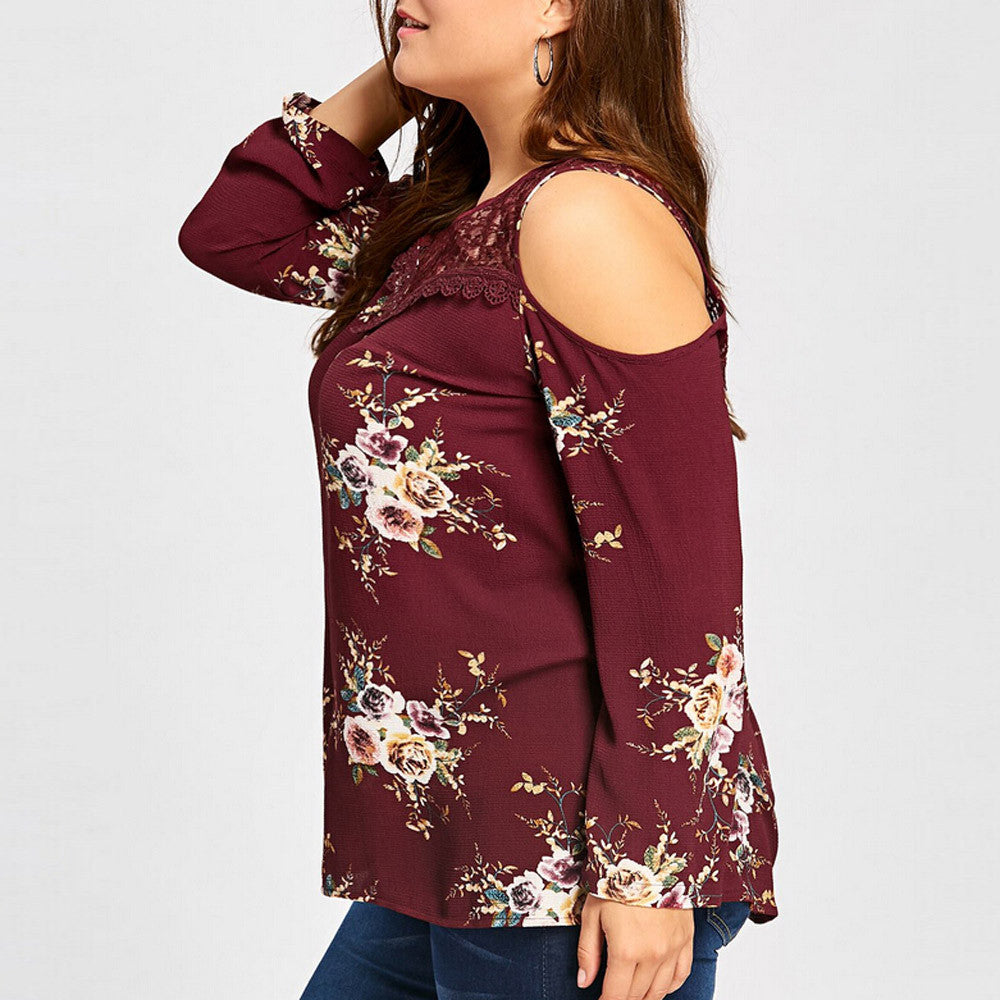 Cold Shoulder Floral Print Top