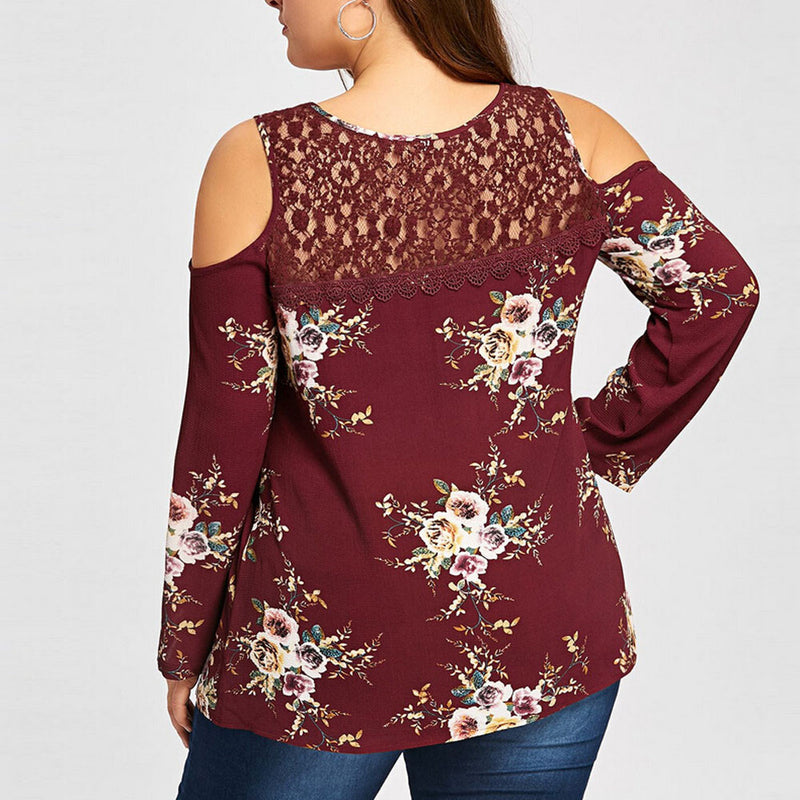 Cold Shoulder Floral Print Top