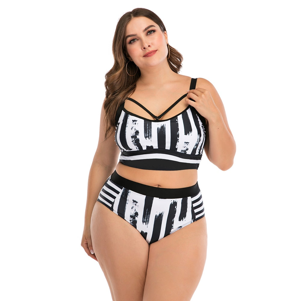 Plus Size Printed High-Waist Two-Piece Bathing Suit