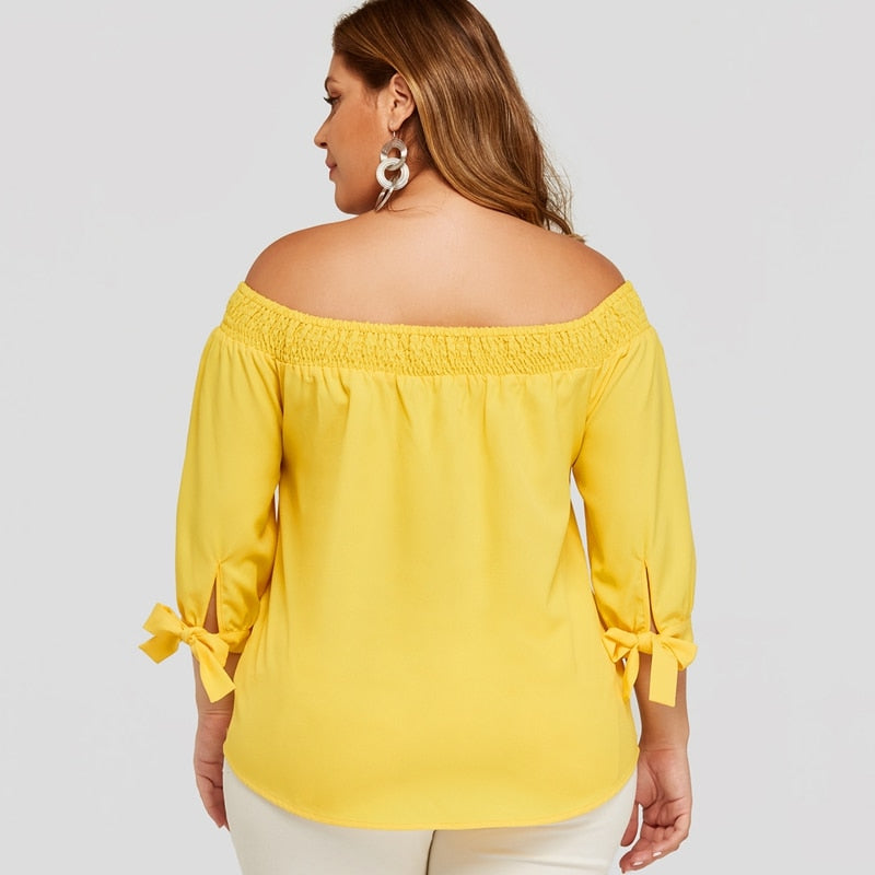 Off-Shoulder Three Quarter Sleeve Blouse