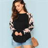 Raglan Sleeve Floral Print Top