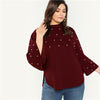 Pearl Beaded Flare Sleeve Top