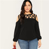 Sexy Cold Shoulder Lantern Sleeve Top