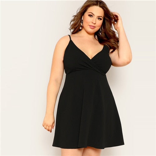 Plus Size Spaghetti Strap High Waist Dress