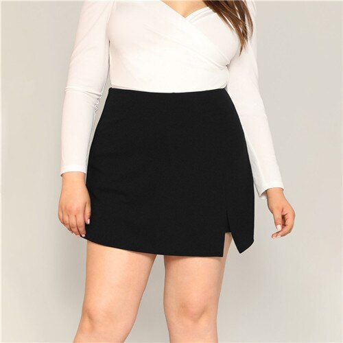 Mid-Waist Zipper Back Skirt