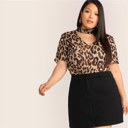 Choker Neck Leopard Print Top